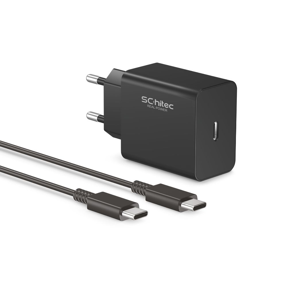 ScHitec 45W Süper Hızlı Şarj Aleti Type-C to Type-C 1metre Kablolu Siyah