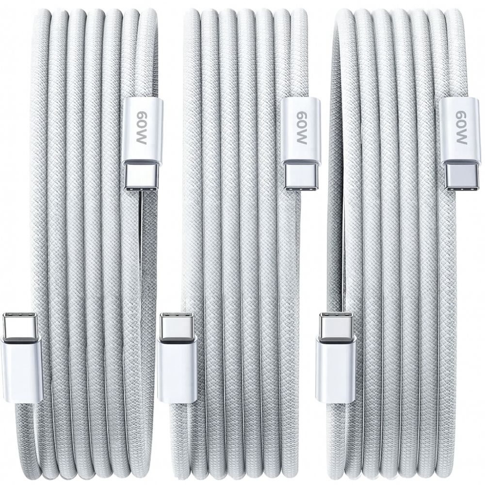 ScHitec 3 Paket 6A 60W Type-C to Type-C Örgülü Hızlı Data ve Şarj Kablosu 1 Metre K291