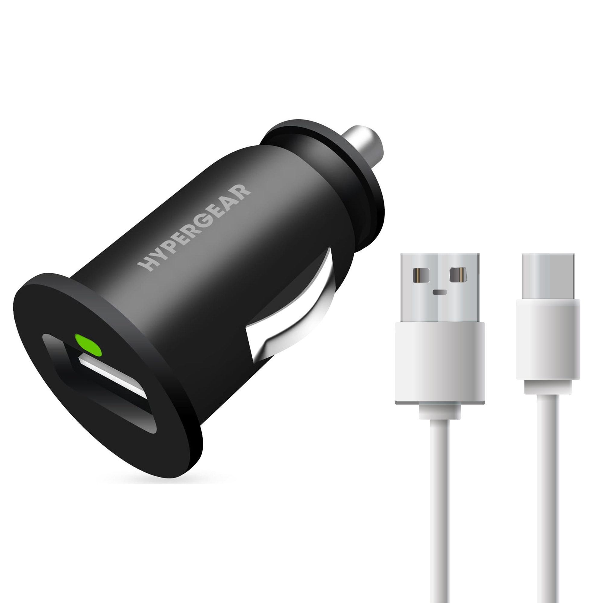 Hypergear 2.1A 2X Hızlı Araç Şarj Aleti Set Type-C Kablo Siyah